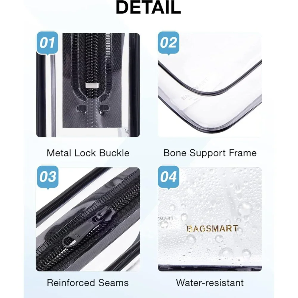 Clear Toiletry Bag, 2 Pack TSA Approved Travel Toiletry Bag Carry on Travel Acce - Picture 4 of 6